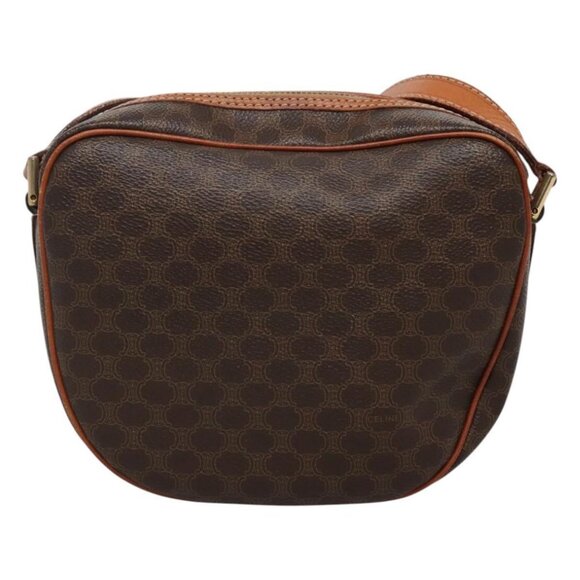 CELINE Macadam Canvas Shoulder Bag PVC Leather Brown Gold Auth 121703 - Picture 3 of 16